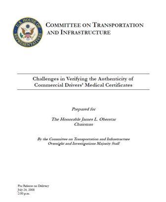 Committee on Transportation and Infrastructure's Manual Challenges in Verifying the Authenticity of Commercial Driver's Medical Certificates